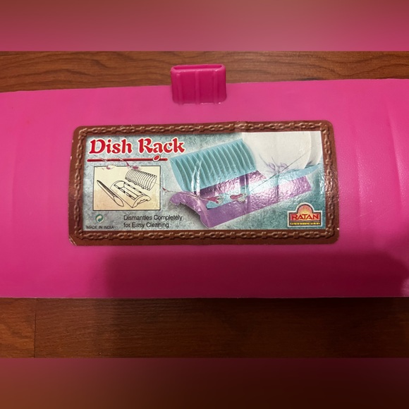 Ratan Dish Rack | Pink and Blue - Picture 2 of 7